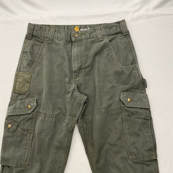 Carhartt Cargo Pants Relaxed Fit Ripstop Cotton Mens 32x34 Gray Workwear B342 - Picture 3 of 12